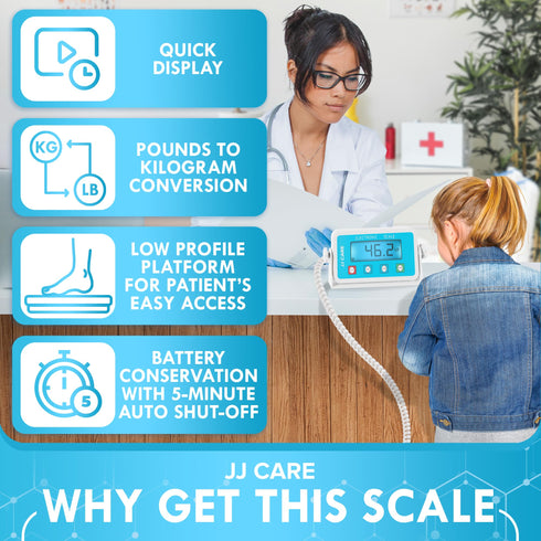 JJ CARE Medical Scale - Professional Grade Body Weight Scale with 660 lbs. Capacity, Easy-to-Read LCD Display | Heavy-Duty Wrestling Scale for Home, Gym, Hospital, and Clinical Use